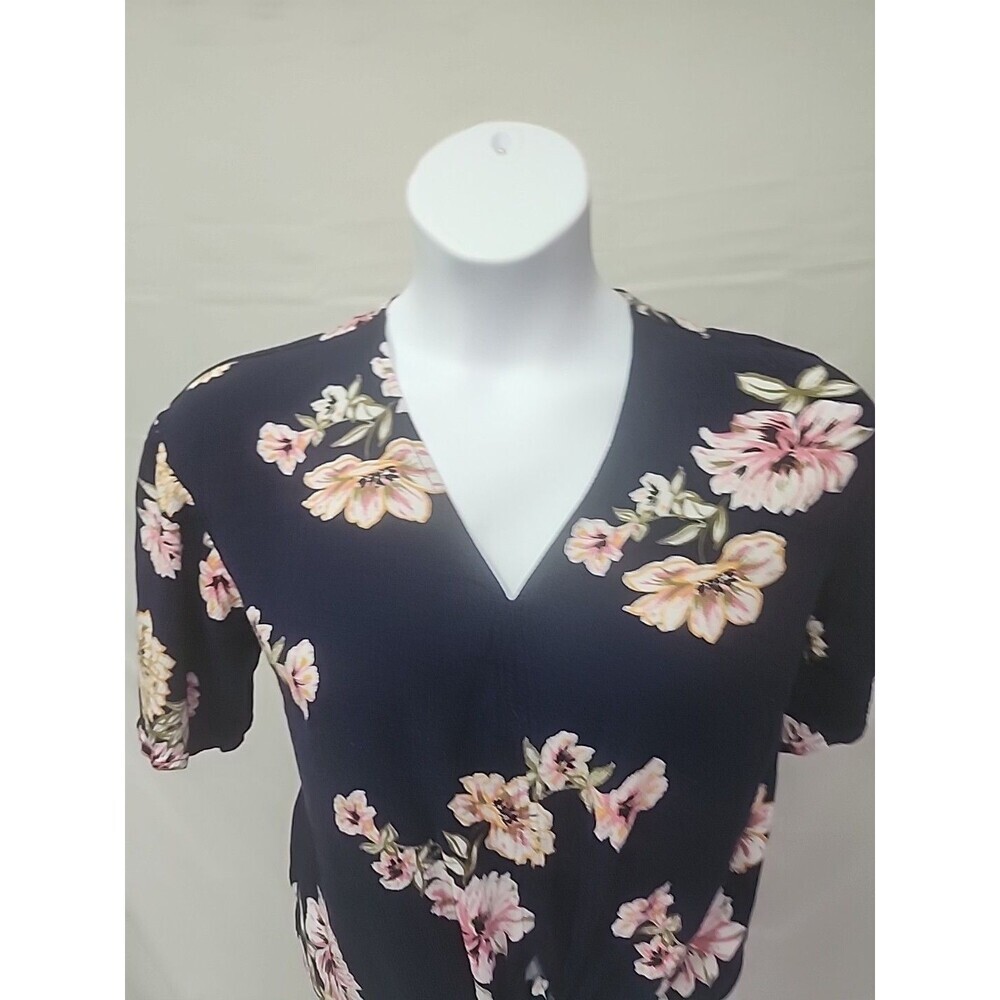 Eyeshadow Crinkle fabric Floral Tie Waist Top size Large - Picture 6 of 9